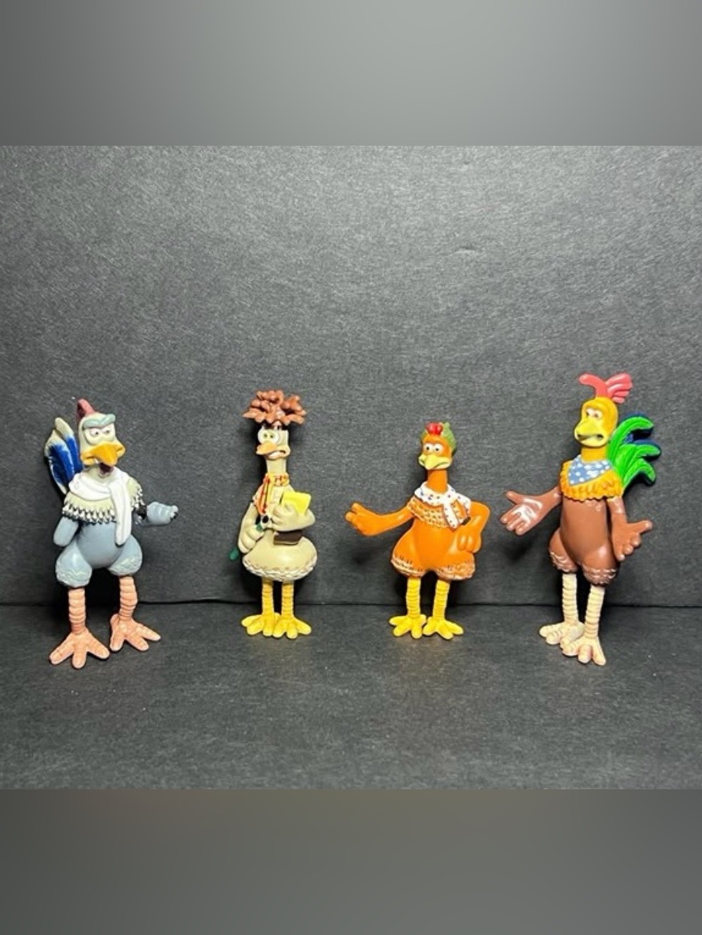 2000 DreamWorks Chicken Run Collectible Mini Figures Fowler, Mac, Ginger & Rocky